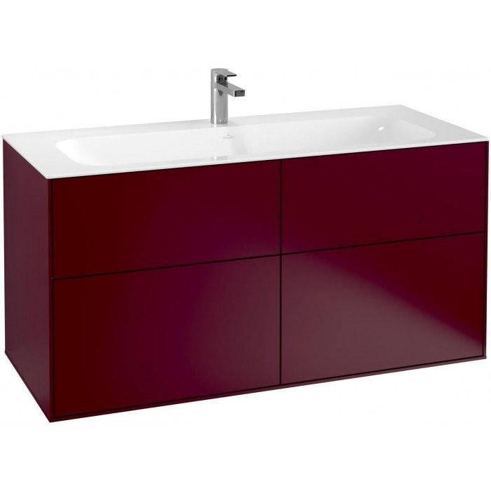 Villeroy&Boch Finion szafka pod umywalkę 120cm z oświetleniem ściennym Peony Matt Lacquer bordowy G05000HB
