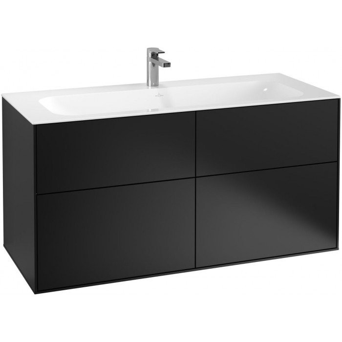 Villeroy&Boch Finion szafka pod umywalkę 120cm z oświetleniem ściennym Black Matt Lacquer czarny G05000PD