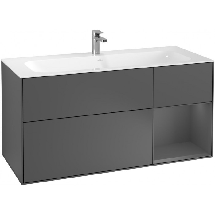 Villeroy&Boch Finion szafka pod umywalkę 120cm z otwartą półką Anthracite Matt Lacquer szary F070GKGK