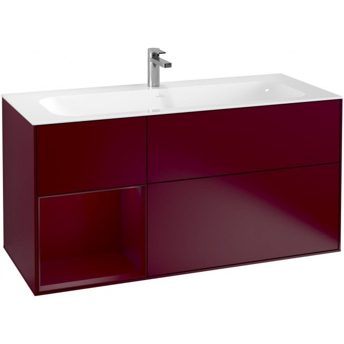 Villeroy&Boch Finion szafka pod umywalkę 120cm z otwartą półką Peony Matt Lacquer bordowy F060HBHB