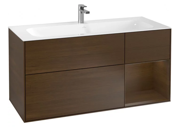 Villeroy&Boch Finion szafka pod umywalkę 120cm z otwartą półką Walnut Veneer brąz F070GNGN