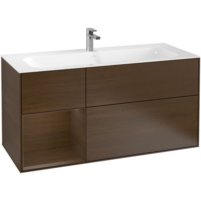 Villeroy&Boch Finion szafka pod umywalkę 120cm z otwartą półką Walnut Veneer brąz F060GNGN