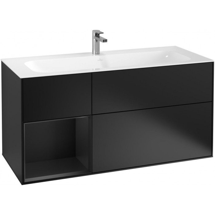 Villeroy&Boch Finion szafka pod umywalkę 120cm z otwartą półką Black Matt Lacquer czarny F060PDPD