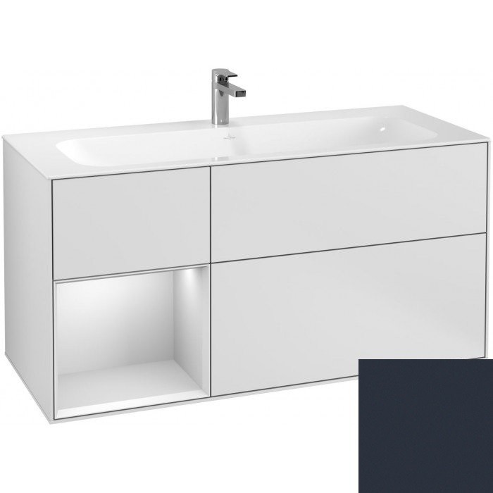 Villeroy&Boch Finion szafka pod umywalkę 120cm z otwartą półką i oświetleniem ściennym Midnight blue matt Lacquer granatowy G060HGHG