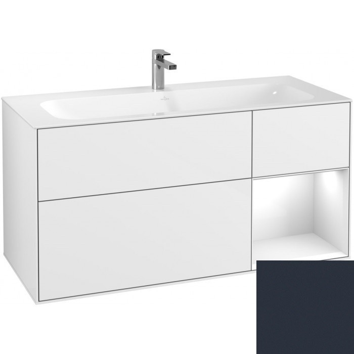 Villeroy&Boch Finion szafka pod umywalkę 120cm z otwartą półką i oświetleniem ściennym Midnight blue matt Lacquer granatowy G070HGHG