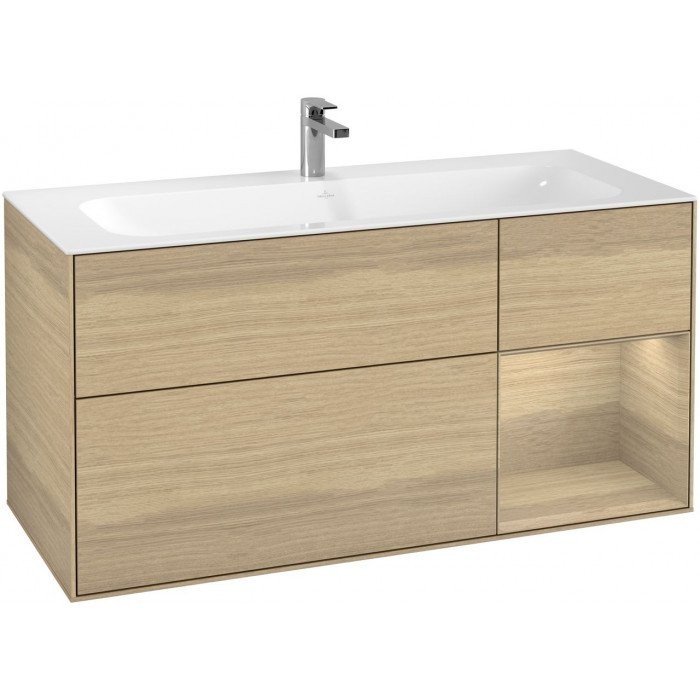 Villeroy&Boch Finion szafka pod umywalkę 120cm z otwartą półką i oświetleniem ściennym Oak Veneer G070PCPC