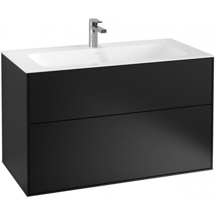 Villeroy&Boch Finion szafka pod umywalkę z oświetleniem ściennym 100cm Black Matt Lacquer czarny G02000PD