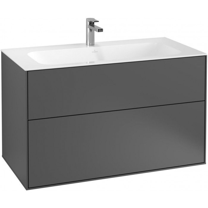 Villeroy&Boch Finion szafka pod umywalkę 100cm z oświetleniem ściennym Anthracite Matt Lacquer szary G02000GK