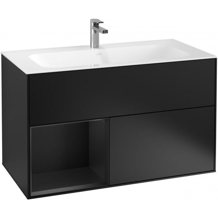 Villeroy&Boch Finion szafka pod umywalkę 100cm z otwartą półką Black Matt Lacquer czarny F030PDPD