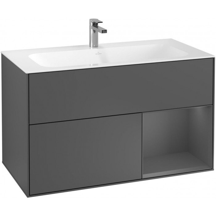 Villeroy&Boch Finion szafka pod umywalkę 100cm z otwartą półką Anthracite Matt Lacquer szary F040GKGK