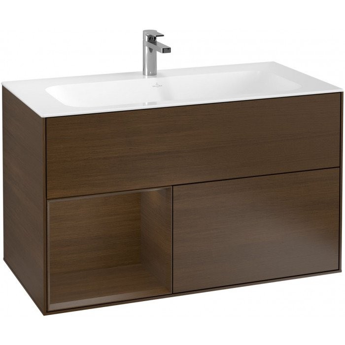 Villeroy&Boch Finion szafka pod umywalkę 100cm z otwartą półką Walnut Veneer orzech F030GNGN