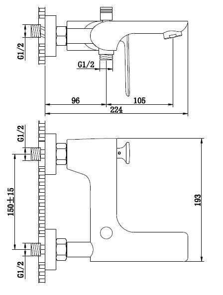 Kohlman Black Experience bateria wannowa ścienna czarny mat QW110EB