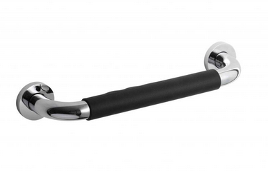 Stella uchwyt łazienkowy prosty 30 cm z czarną nakładką antypoślizgową chrom 19009SLB