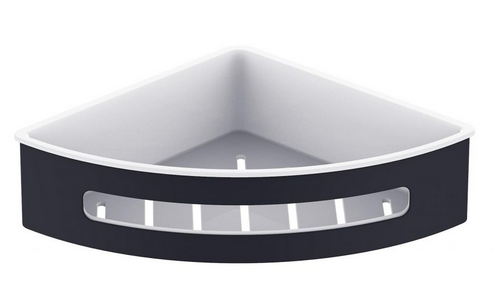 Stella koszyk narożny z białym wkładem z tworzywa czarny mat 16068-B