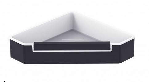 Stella koszyk narożny z wycieraczką z białym wkładem z tworzywa czarny mat 16070-B