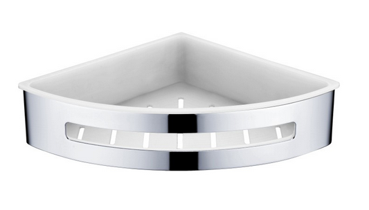 Stella koszyk narożny z białym wkładem z tworzywa stal polerowana 16068