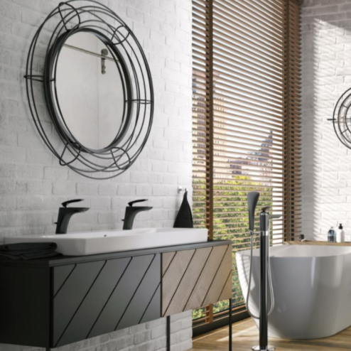 Kludi Balance jednouchwytowa bateria umywalkowa z korkiem czarny mat / chrom 520238775