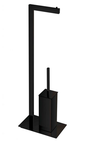 Stella stojak wieszak wolnostojący na papier + szczotka WC kwadratowy czarny matowy 19207B + 19208B