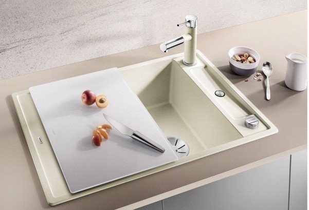 Blanco Axia III 45 S zlewozmywak 1 komora wpuszczana w blat z ociekaczem ze szklaną deską kolor szarość skały 523184