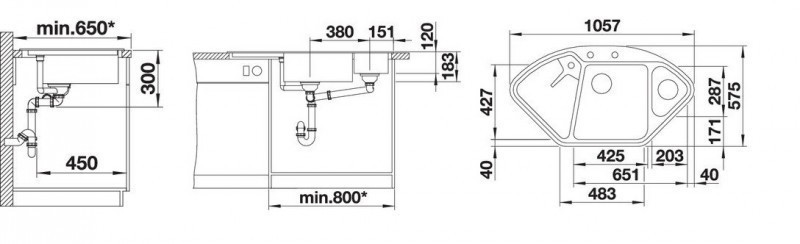 Blanco Blancodelta II zlewozmywak narożny 1,5 komory wpuszczany w blat z ociekaczem z korkiem automatycznym kolor biały 523660