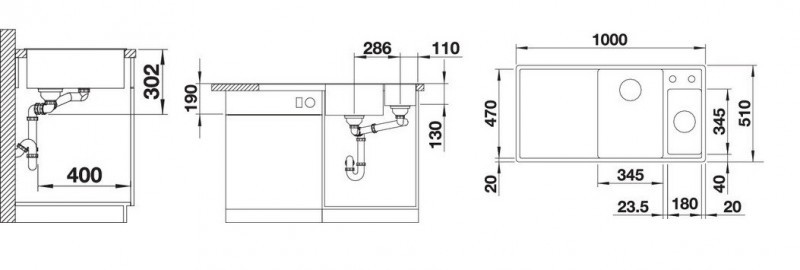 Blanco Axia III XL 6 S zlewozmywak 1 komora wpuszczana w blat z ociekaczem ze szklaną deską kolor antracyt 523510