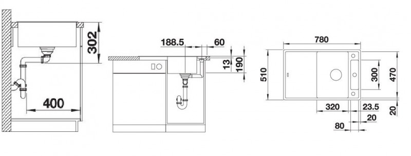 Blanco Axia III 45 S zlewozmywak 1 komora wpuszczana w blat z ociekaczem z drewnianą deską kolor antracyt 523173