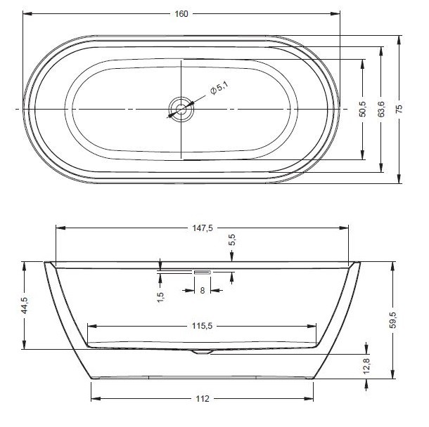 Riho Inspire wanna wolnostojąca akrylowa 160x75 biały BD10