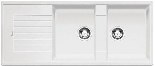 Blanco Zia 8 S Compact Silgranit PuraDur II zlewozmywak granitowy 2 komory z ociekaczem, bez korka automatycznego kolor biały 515597