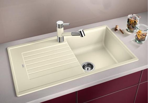 Blanco Zia 5 S Silgranit PuraDur II zlewozmywak granitowy 1 komora z ociekaczem,bez korka automatycznego kolor biały 520515