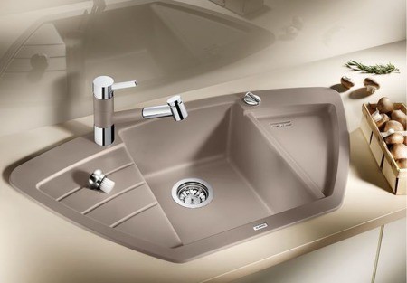 Blanco Zia 9 E Silgranit PuraDur II zlewozmywak granitowy narożny 1,5 komory z ociekaczem, bez korka automatycznego kolor antracyt 514764