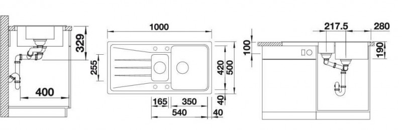 Blanco Sona 6 S zlewozmywak 1,5 komory wpuszczany w blat z ociekaczem granit kolor tartufo 519858
