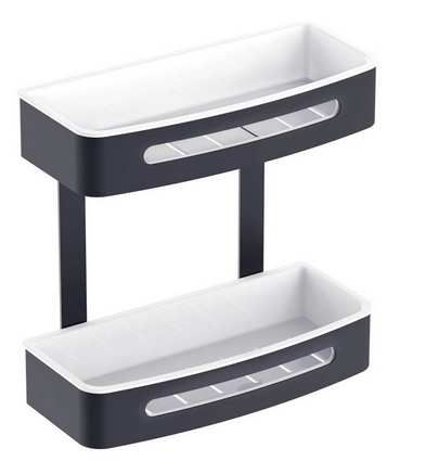 Stella koszyk podwójny z białym wkładem z tworzywa czarny mat 16071-B