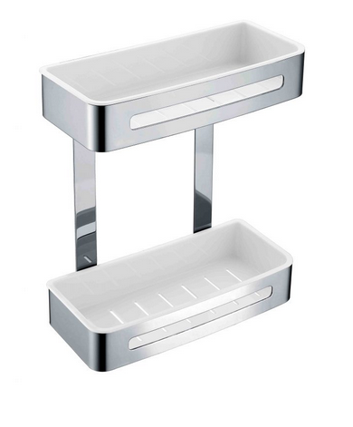 Stella koszyk podwójny z białym wkładem z tworzywa stal polerowana 16071