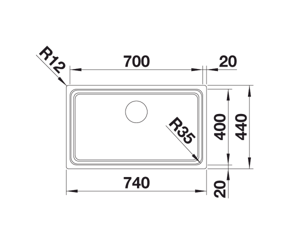 Blanco Etagon 700-U zlewozmywak komora podwieszana bez korka InFino stal szlachetna gładka 524270