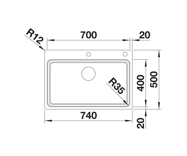 Blanco Etagon 700 IF/A zlewozmywak komora wpuszczana z korkiem automatycznym InFino stal szlachetna gładka 524274