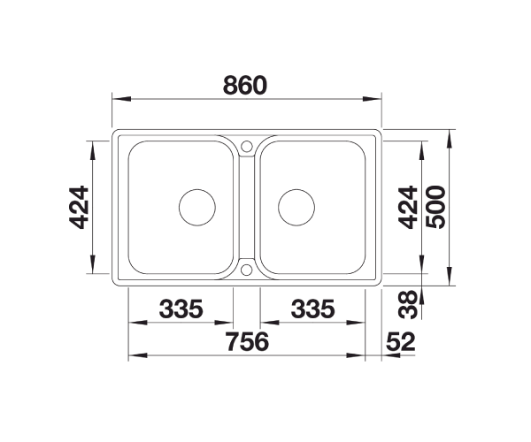 Blanco Lemis 8-IF zlewozmywak 2 komory bez ociekacza wpuszczane w blat lub na równi bez korka stal szlachetna 523039