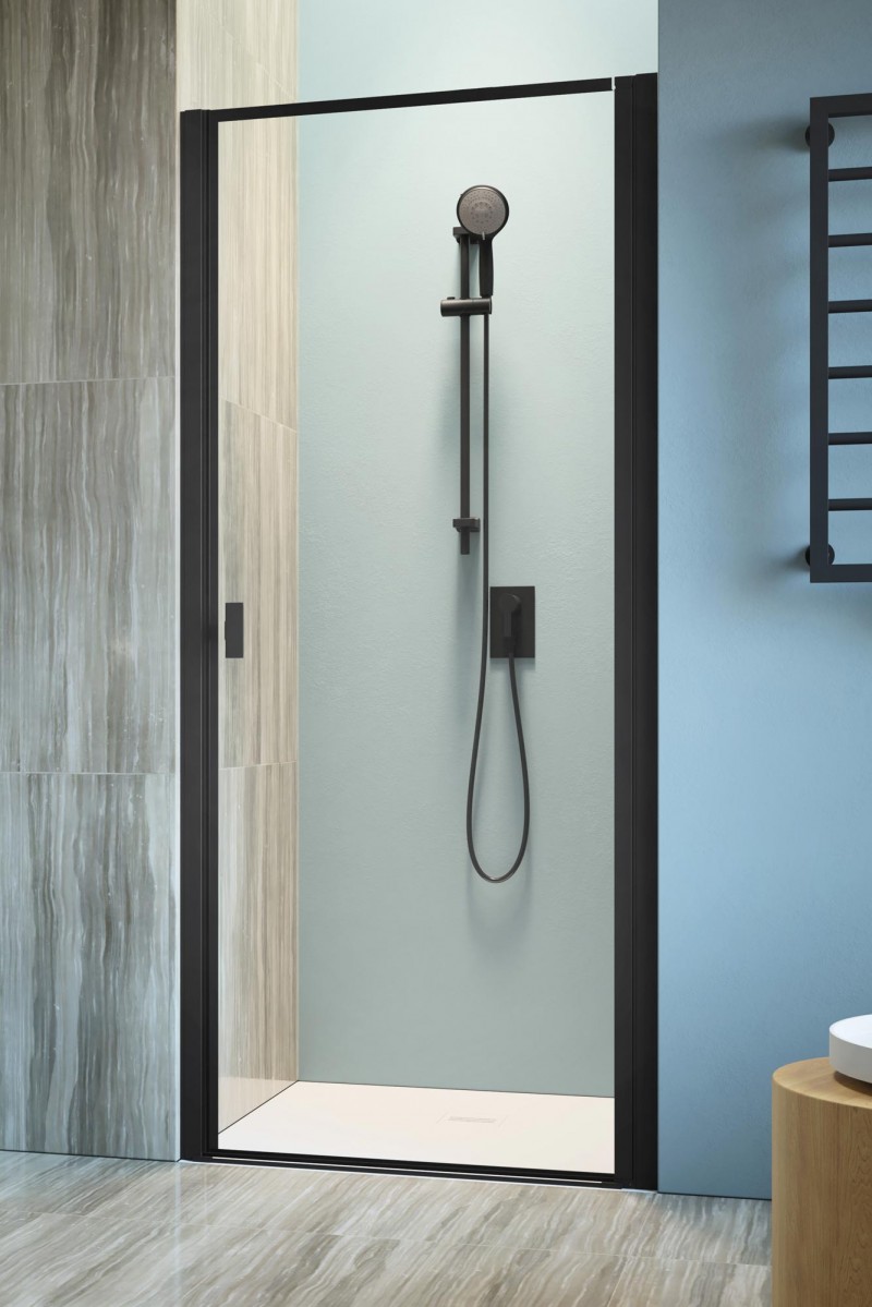 Radaway Nes Black DWJ I Frame drzwi wnękowe wahadłowe 100 cm prawe czarny przeźroczyste Easy Clean 10026100-54-56R