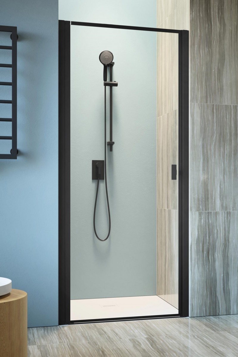 Radaway Nes Black DWJ I Frame drzwi wnękowe wahadłowe 100 cm lewe czarny przeźroczyste Easy Clean 10026100-54-56L