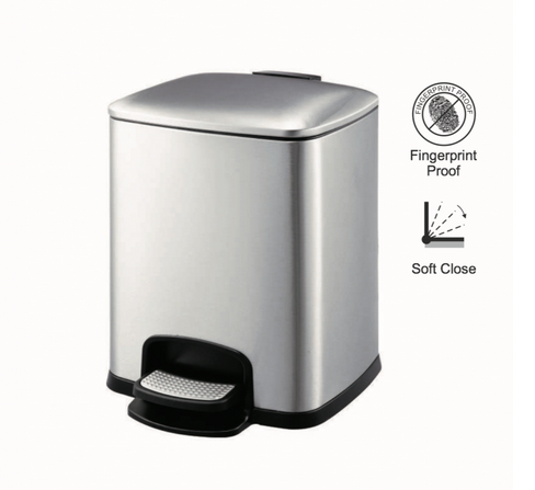 Stella kosz pedałowy Premium prostokątny 8 L srebrny 2020308