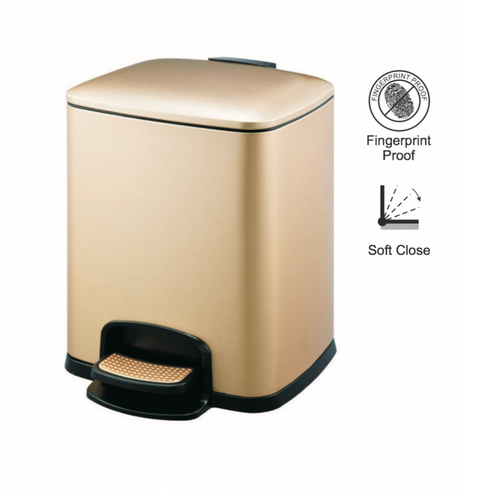 Stella kosz pedałowy Premium prostokątny 8 L złoty 2020308G