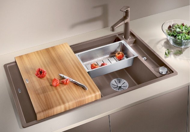 Blanco Axia III 5 S zlewozmywak 1 komora wpuszczana w blat z ociekaczem z drewnianą deską kolor biały 523209