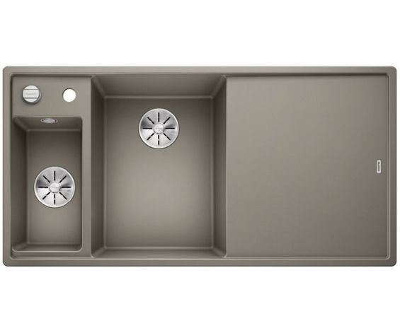 Blanco Axia III 6 S zlewozmywak 1,5 komory wpuszczany w blat z ociekaczem ze szklaną deską i odsączarką komora lewa kolor tartufo 524660