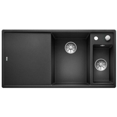 Blanco Axia III 6 S zlewozmywak 1,5 komory wpuszczany w blat z ociekaczem ze szklaną deską i odsączarką komora prawa kolor antracyt 523472