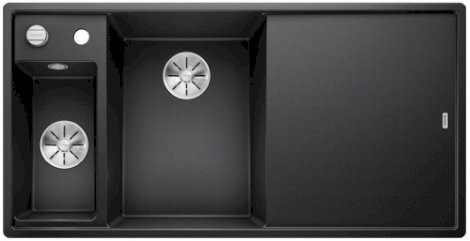 Blanco Axia III 6 S zlewozmywak 1,5 komory wpuszczany w blat z ociekaczem ze szklaną deską i odsączarką komora lewa kolor antracyt 524653