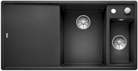 Blanco Axia III 6 S zlewozmywak 1,5 komory wpuszczany w blat z ociekaczem z drewnianą deską i odsączarką komora prawa kolor antracyt 523462