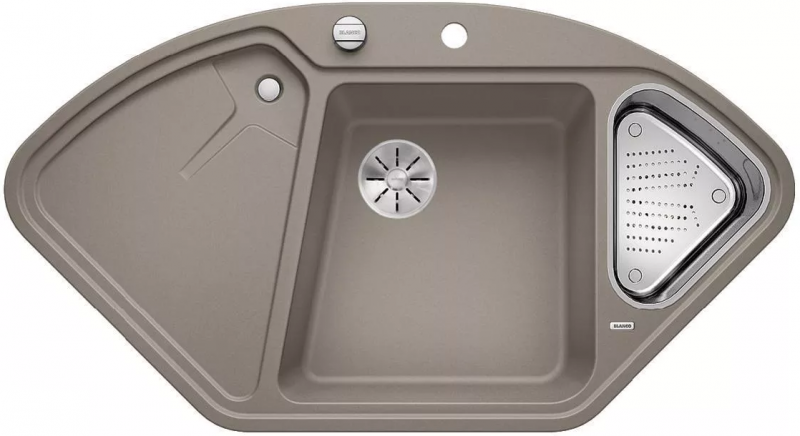 Blanco Blancodelta II zlewozmywak narożny 1,5 komory wpuszczany w blat z ociekaczem z korkiem automatycznym kolor tartufo 523666