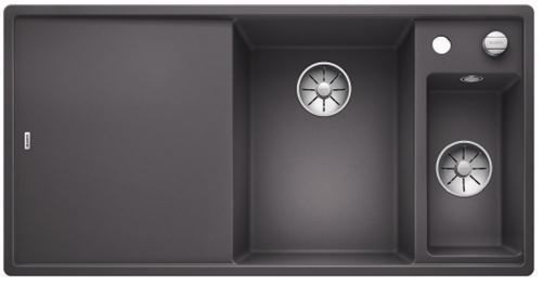 Blanco Axia III 6 S zlewozmywak 1,5 komory wpuszczany w blat z ociekaczem ze szklaną deską i odsączarką komora prawa kolor szarość skały 523473