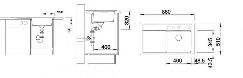 Blanco Zenar 45 S zlewozmywak 1 komora prawa wpuszczana w blat z ociekaczem z korkiem automatycznym kolor tartufo 523796