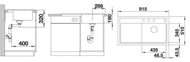 Blanco Zenar 5 S zlewozmywak 1 komora prawa wpuszczana w blat z ociekaczem z korkiem automatycznym kolor antracyt 523934