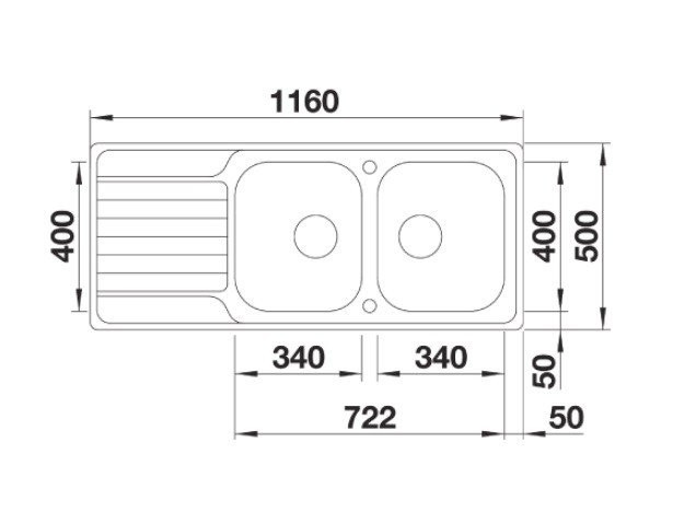Blanco Dinas 8 S zlewozmywak 2 komory z ociekaczem bez korka stal szlachetna szczotkowana 523376
